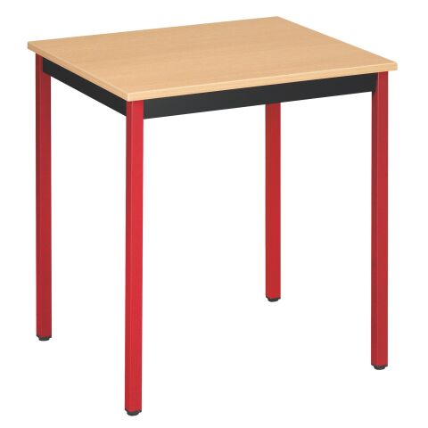 Mesa multiuso Eco 70x60 Tablero en Haya patas rojas