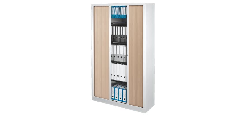 Armoire haute à rideaux monobloc Mario H 198 x L 120 cm - corps blanc