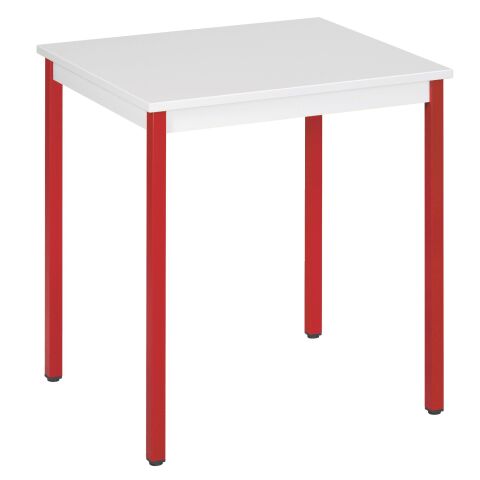 Mesa multiuso Eco 70x60 Tablero en Gris claro patas rojas