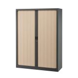Armoire haute métal monobloc corps antracite H 160 x L 120 cm à rideaux non feu