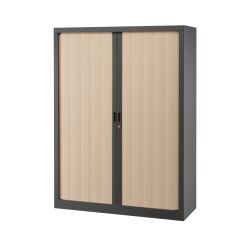 Armoire haute métal monobloc corps antracite H 160 x L 120 cm à rideaux non feu