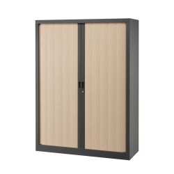 Armoire haute métal monobloc corps antracite H 160 x L 120 cm à rideaux non feu