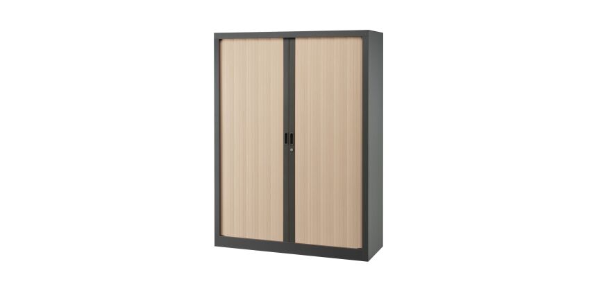 Armoire haute métal monobloc corps antracite H 160 x L 120 cm à rideaux non feu