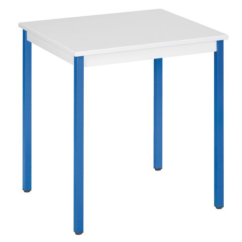 Office table multi-purpose Eco W 70 x D 60 cm plate light grey base metal tube blue