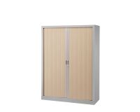Armoire haute métal monobloc corps aluminium H 160 x L 120 cm à rideaux non feu - Chêne clair