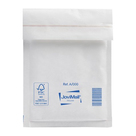 Sobres acolchados de espuma de papel kraft blanco 110 x 160 mm JoviMail - Caja de 200