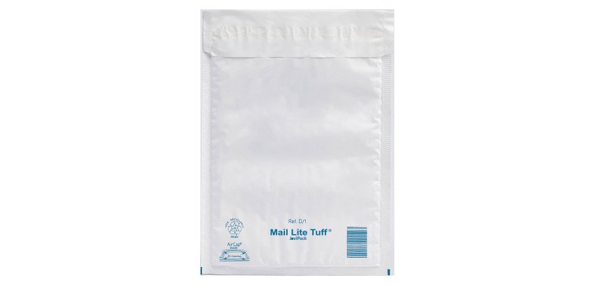 Pochette à bulles d'air plastique blanc 180 x 260 mm Mail Tuff - Carton de 100