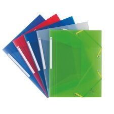 Chemise à élastique 3 rabats plastique Exacompta 24 x 32 cm dos 3,2 cm couleurs assorties