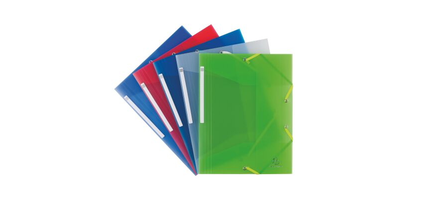 Chemise à élastique 3 rabats plastique Exacompta 24 x 32 cm dos 3,2 cm couleurs assorties
