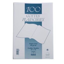 Cotte de plaidoirie 90 g - 22 x 31 cm blanche - Paquet de 100