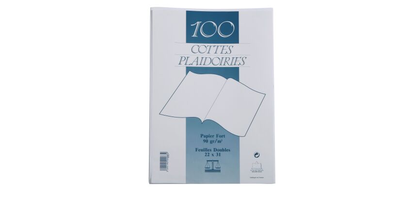 Cotes de plaidoirie 22 x 31 cm blanches - paquet de 100