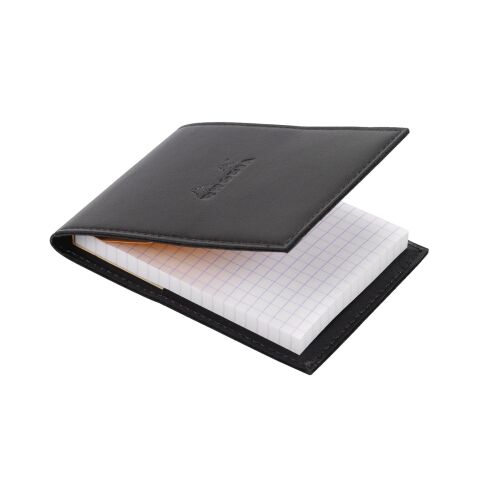 Porte-bloc de bureau Rhodia 8,5 x 12 cm agrafé n°11 simili cuir noir - 5 x 5 - 80 feuilles