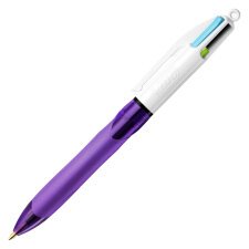 Stylo bille Bic 4 couleurs grip Fun rétractable pointe 1 mm - écriture moyenne