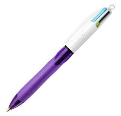 Stylo bille Bic 4 couleurs grip Fun rétractable pointe 1 mm - écriture moyenne