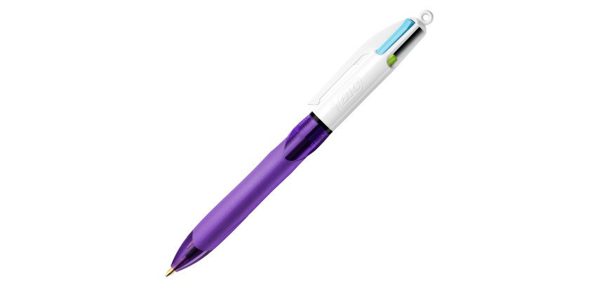 Stylo bille Bic 4 couleurs grip Fun rétractable pointe 1 mm - écriture moyenne