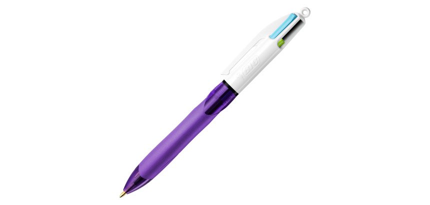 Stylo bille rétractable Bic Grip 4 couleurs fun