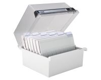 Fichero para fichas 148 x 210 mm con cerradura gris