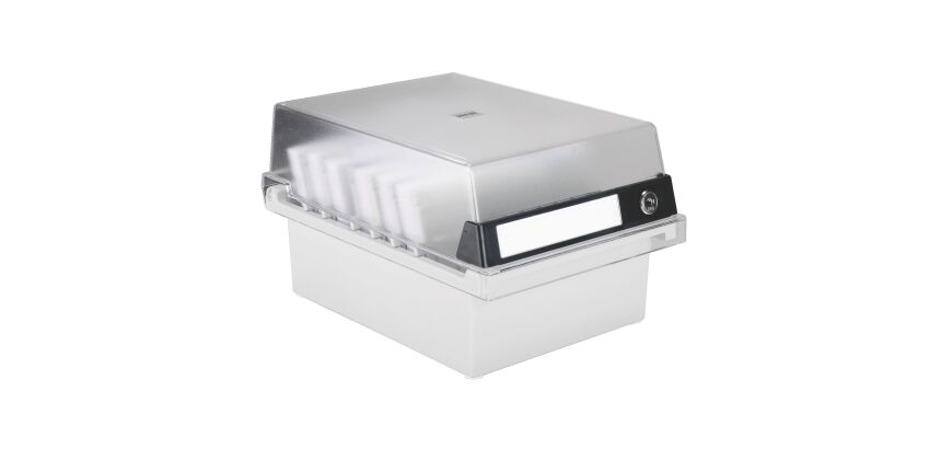 Boîte à fiches grise pour fiches 105 x 148 mm