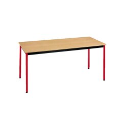 Office table multi-purpose Eco W 140 x D 70 cm plate beech base metal tube red