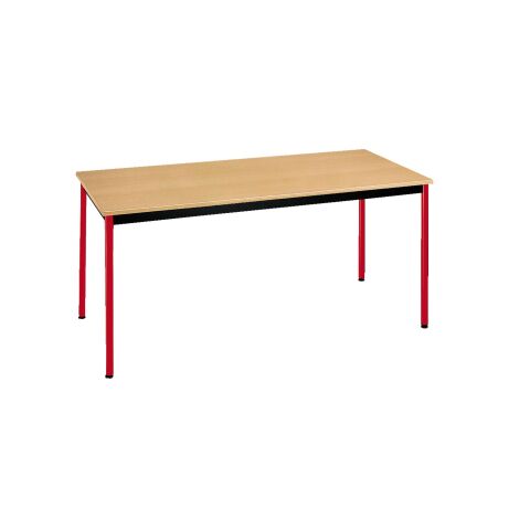 Mesa multiuso Eco 140x70 Tablero en Haya patas rojas