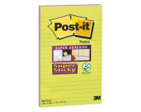 Notas adhesivas colores neón rayadas Super Sticky Post-it  Gran formato 127 x 203 mm