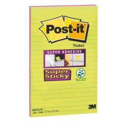 Notas adhesivas colores neón rayadas Super Sticky Post-it  Gran formato 127 x 203 mm