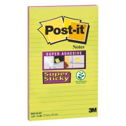 Notas adhesivas colores neón rayadas Super Sticky Post-it  Gran formato 127 x 203 mm