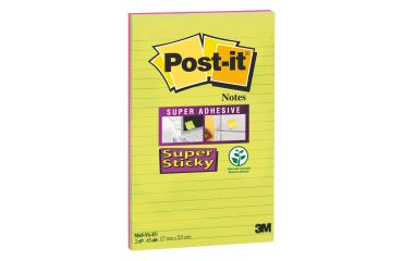 Notas adhesivas colores neón rayadas Super Sticky Post-it  Gran formato 127 x 203 mm