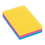 Notes lignées repositionnables couleurs Carnival Super Sticky Post-it 101 x 152 mm - bloc de 90 feuilles