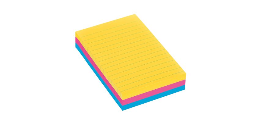 Block 90 colored Rio Super Sticky Post-it notes 101 x 152 mm, lined