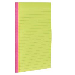 Blok 45 neon gekleurde Super Sticky Post-it notes 125 x 200 mm geassorteerde kleuren, gelijnd- blok van 45 vellen