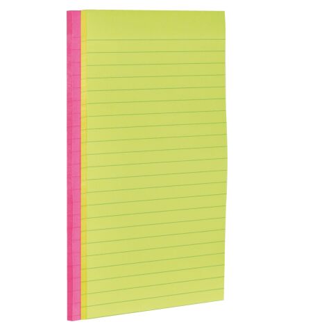 Blok 45 neon gekleurde Super Sticky Post-it notes 125 x 200 mm geassorteerde kleuren, gelijnd- blok van 45 vellen