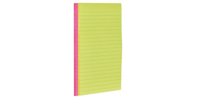 Notes lignées couleurs néon Super Sticky Post-it 125 x 200 mm assortis - bloc de 45 feuilles