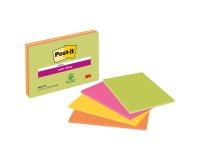 Notas adhesivas colores neón lisos Super Sticky Post-it 203 x 152 mm