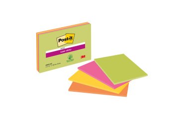 Notas adhesivas colores neón lisos Super Sticky Post-it 203 x 152 mm