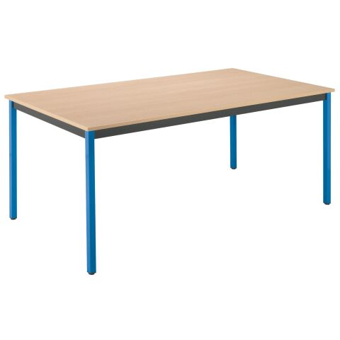 Mesa multiuso Eco 160 x 80 cm. Tablero Haya con patas color Azul