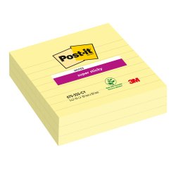 Notas adhesivas rayadas amarillo Super Sticky Post-it 101x101 mm- bloc de 70 hojas