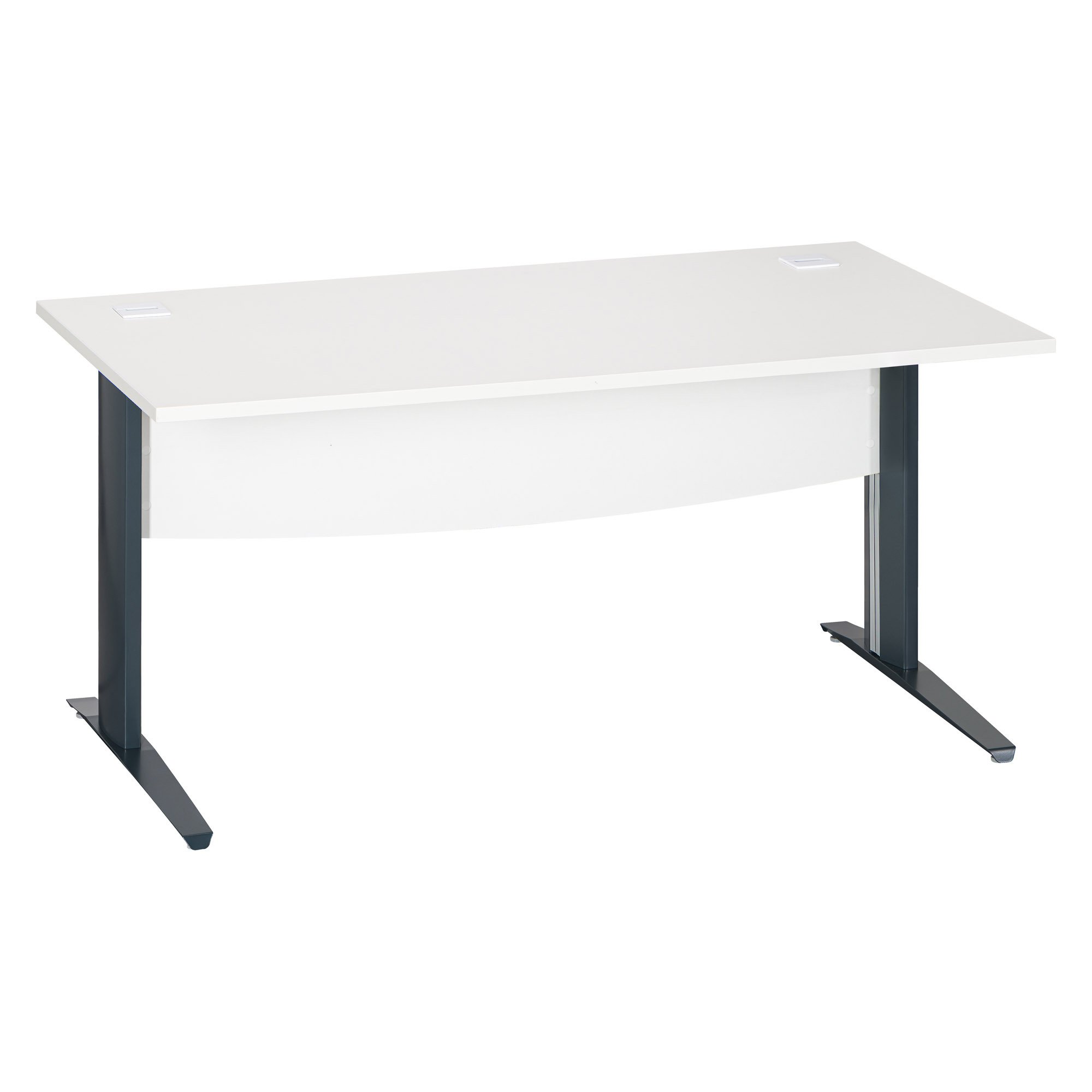 Bureau droit blanc L 160 cm piètement " L" métal Essens