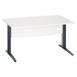 Bureau droit blanc L 140 cm piètement " L" métal Essens