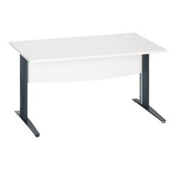 Bureau droit blanc L 140 cm piètement " L" métal Essens
