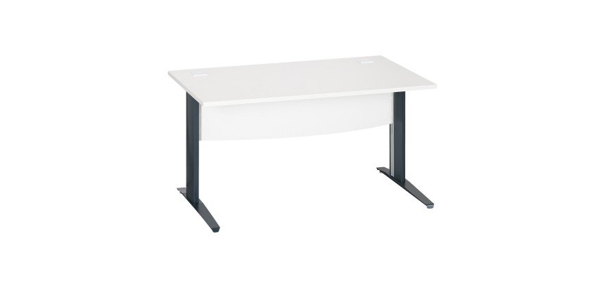 Bureau droit blanc L 140 cm piètement " L" métal Essens