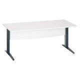 Bureau droit blanc L 180 cm piètement " L" métal Essens