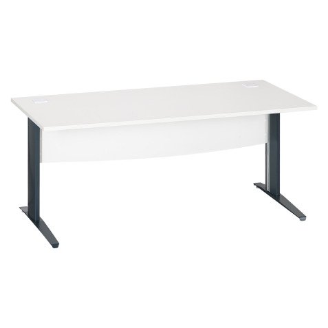 Bureau droit blanc L 180 cm piètement " L" métal Essens