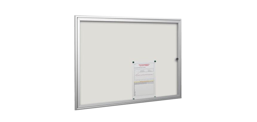 Vitrine d’intérieur porte battante fond laqué gris clair - 8 feuilles