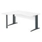 Bureau compact blanc L 160 cm retour à gauche piètement L métal Essens