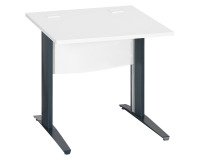 Bureau droit blanc L 80 cm piètement " L" métal Essens