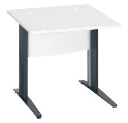 Bureau droit blanc L 80 cm piètement " L" métal Essens