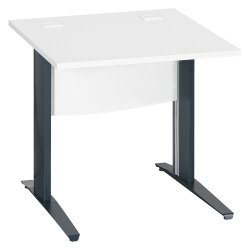 Bureau droit blanc L 80 cm piètement " L" métal Essens