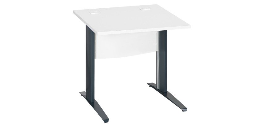 Bureau droit blanc L 80 cm piètement " L" métal Essens