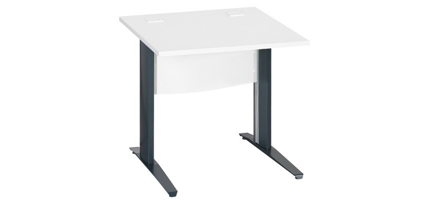 Bureau droit blanc L 80 cm piètement " L" métal Essens